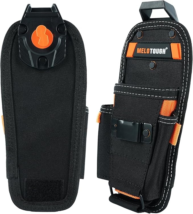 MELOTOUGH Small Tool Pouch with Quick Release Belt Clip,Clip On Tool Belt Pouch with Electrician Tapemeasure Clip, Mini Work Organizer Tool Holster and Knife Tool Holder Pouch