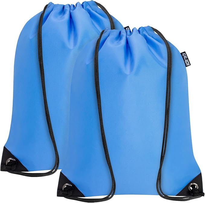 2PCS Drawstring Bags Bulk, String Backpack for Men Women, Cinch Bag Draw String Back Bag for Gym, Sports, Travel, Swimming, Beach, Lake blue