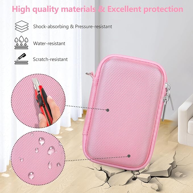 Hard Travel Case for Sony ZV-1F / ZV-1 / ZV-1 II Digital Camera, Storage Holder Travel Bag with Zipper Mesh Pocket for Battery Pack, Charging Cable, USB Card, Pink