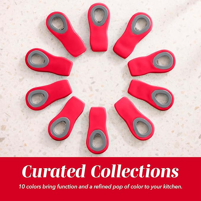 COOK WITH COLOR Bag Clips with Magnet- Food, Chip, Bag Clips for Food Storage with Airtight Seal Grip for Bread, Snack and Food Bags (Red, Pack of 10)