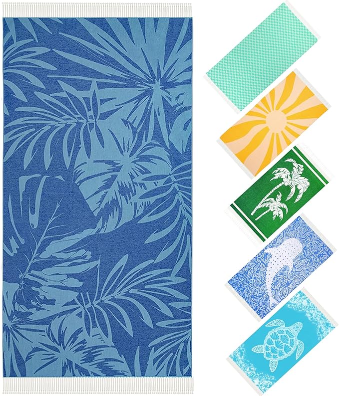 Coconut Trees Turkish Beach Towels Travel Vacation Essentials Quick Dry Sand Free Oversized Bath Pool Swim Towel Extra Large XL Blanket Adult Cruise Accessories Must Haves Clearance Stuff Necessities
