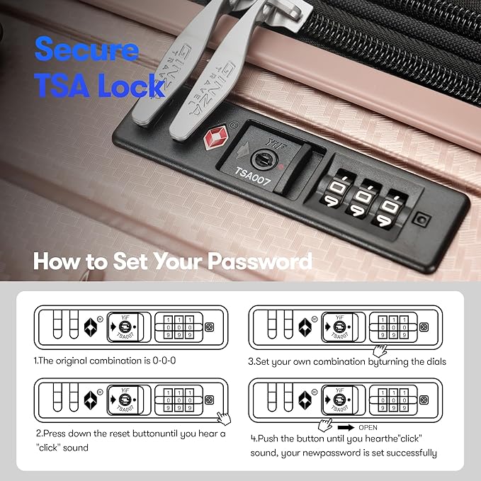 GinzaTravel 29 Inch Large Checked Luggage Expandable Hard Shell Suitcase with Spinner Wheels TSA Lock for Travel, 29inch, Rose Gold
