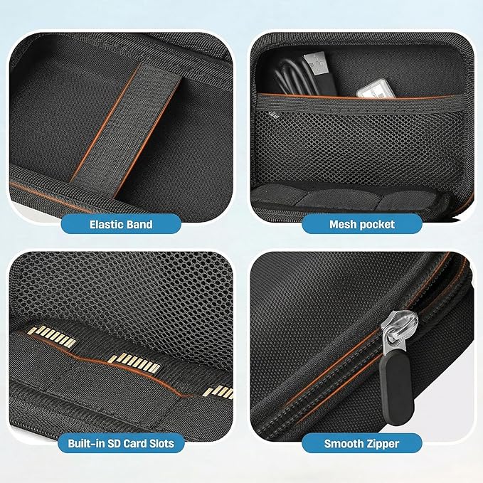 Digital Camera Case Compatible with CAMKORY Digital Point and Shoot/for KODAK PIXPRO FZ45/55 16MP Vlogging/for VAHOIALD FHD 1080P/for IWEUKJLO/for Nsoela, Holder for SD Card More (Black)