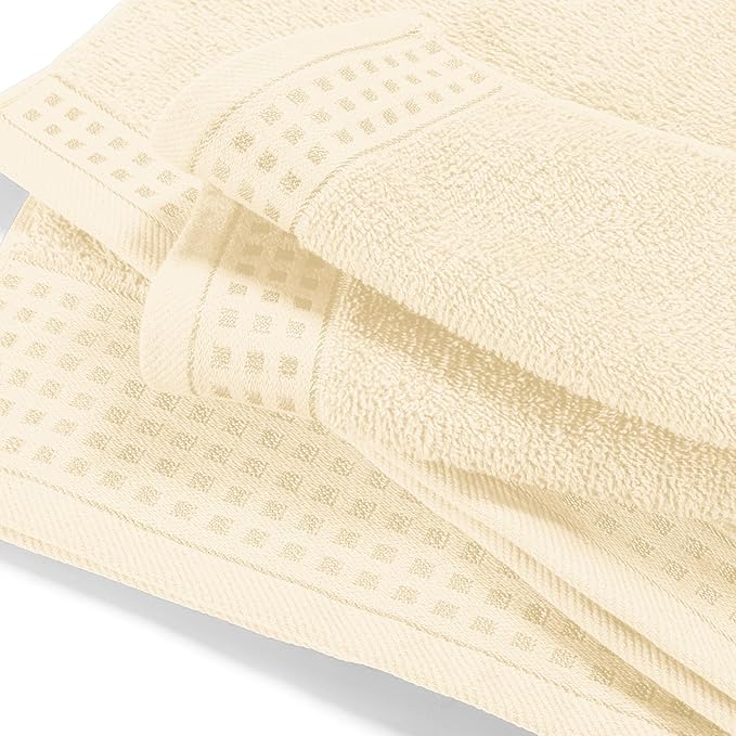 GLAMBURG Ultra Soft 4 Pack Oversized Bath Towel Set 27x54 inches, 100% Cotton Bath Towels, Highly Absorbant Compact Quickdry & Lightweight Towel, Ideal for Gym Travel Camp Pool - Ivory
