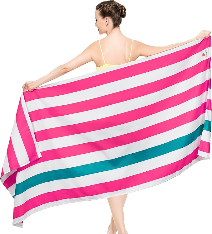 SUN CUBE Microfiber Beach Towel, Quick Dry Sand Free Beach Towel, Lightweight Compact Travel Swim Towel for Pool, Camping, Sand Resistant Packable Adult Towel - Pink 78x35 Inches