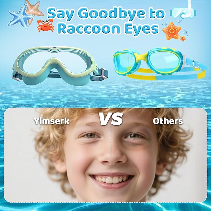 Kids Swim Goggles for Kids 6-14, Anti-Fog & UV400 Lens, Comfortable Silicone Design, Includes Nose Clip & Earplugs