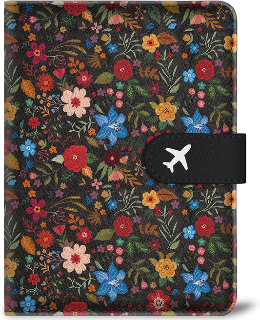 Passport Holder for Trave, RFID Blocking Leather Passport Cover, Combo with Credit Card Slot and Boarding Pass Slot Combo for Women Men