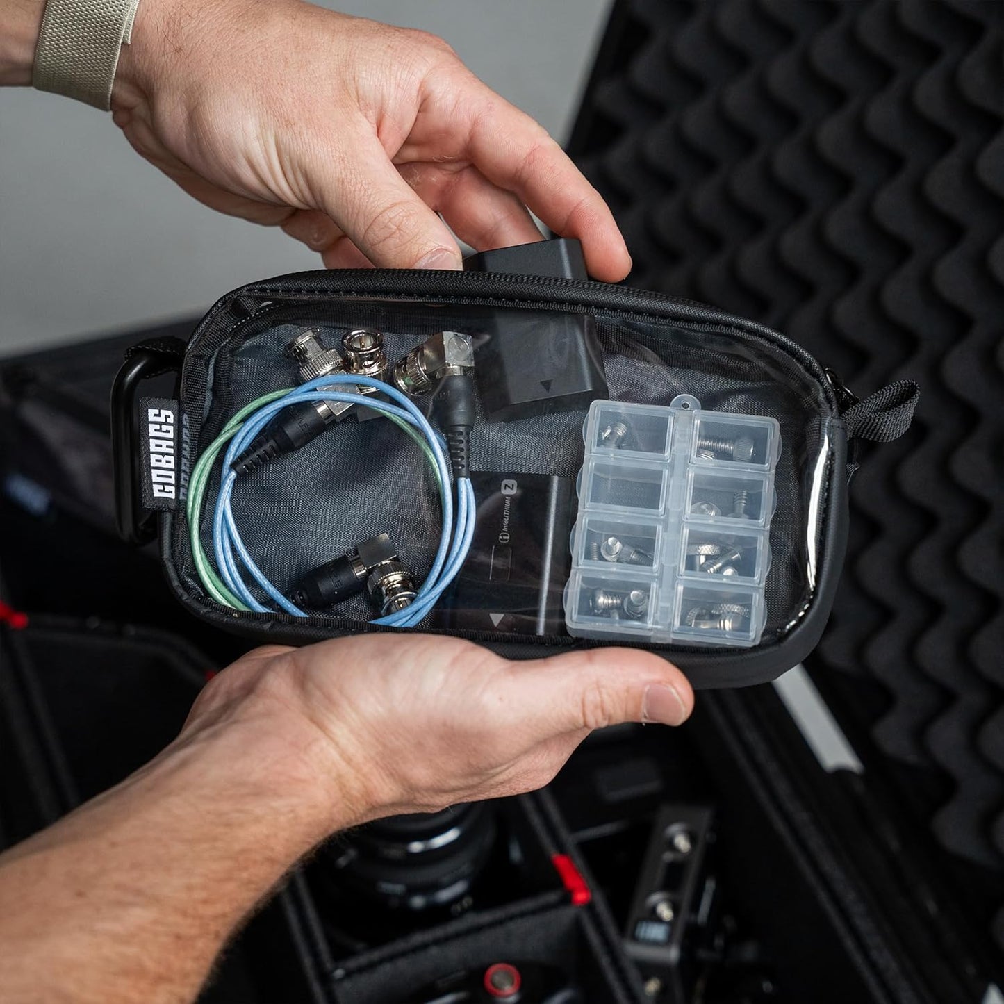 GOBAGS NEO Production Zipper Bags - Electronics & Camera Accessories Bag - Cable organizer, Gear Accessory Pouch, Travel Camera Essentials (Extra Small, Black)