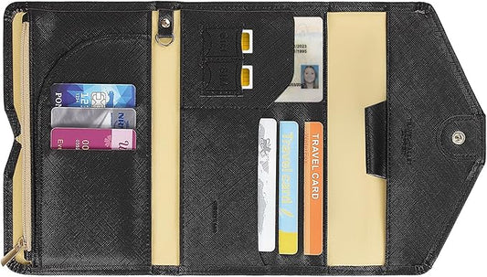 ZOPPEN Mulit-purpose Rfid Blocking Passport Holder Travel Wallet (Ver.4) Passport and Vaccine Card Holder ComboTri-fold Document Organizer Travel Essentials