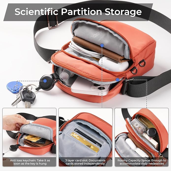 BROADREAM Small Sling Bag for Men, Anti-Theft Crossbody Sling Backpacks for Women - Mini Shoulder Chest Bag for Travel