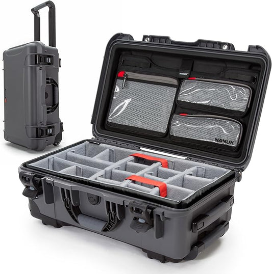 Nanuk 935 Pro Photo Kit – Waterproof Travel Camera Hard Case with Padded Dividers and Wheels, 22” x 14” x 9” - Dustproof and Impact Resistant, Airline Carry-On Approved – Graphite