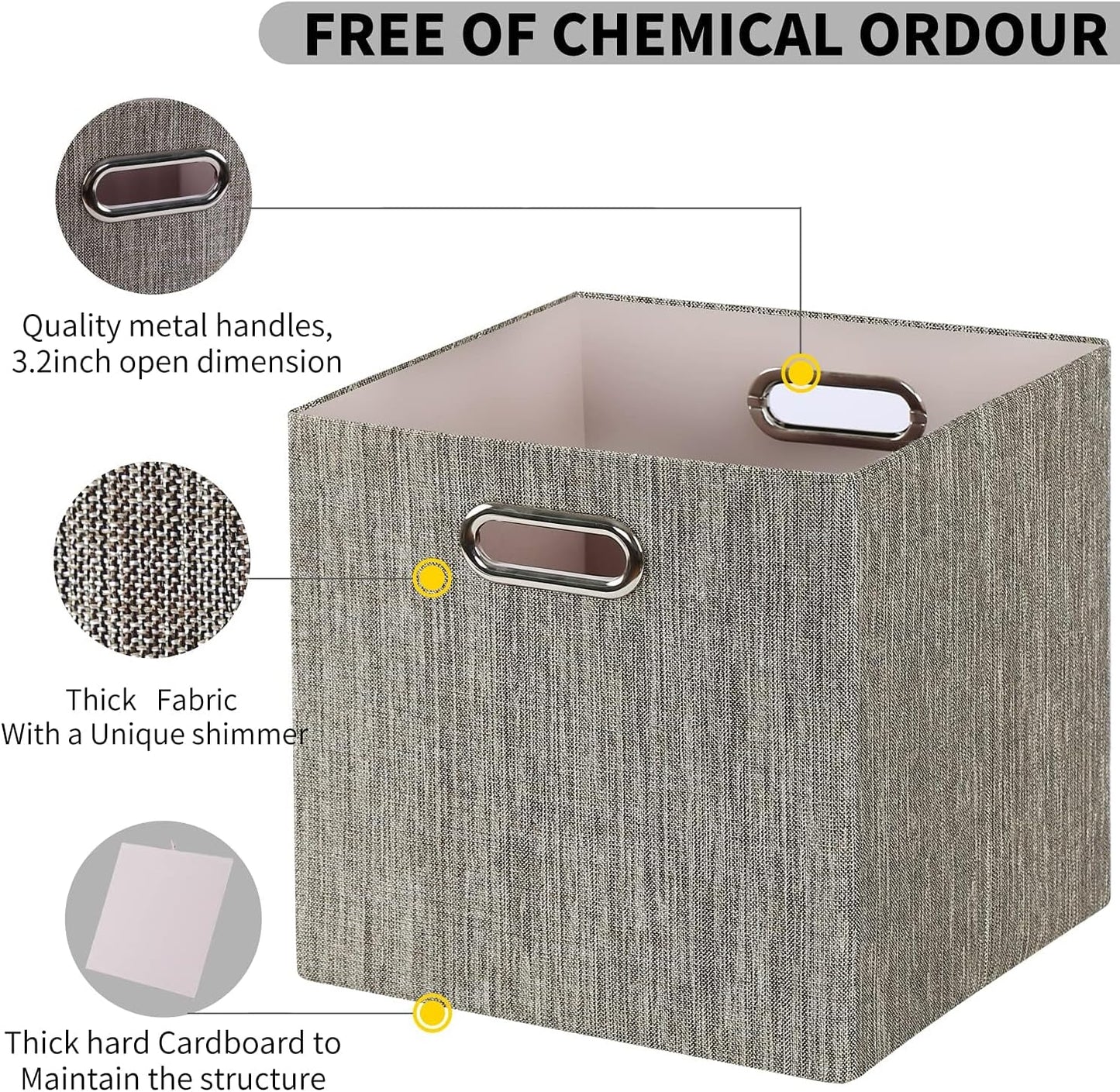 Posprica Storage Bins,11×11 Foldable Storage Cubes Boxes Container Closet Organizer Shelf Cabinet Bookcase,Thick Fabric Drawer Container - 4pcs,Coffee