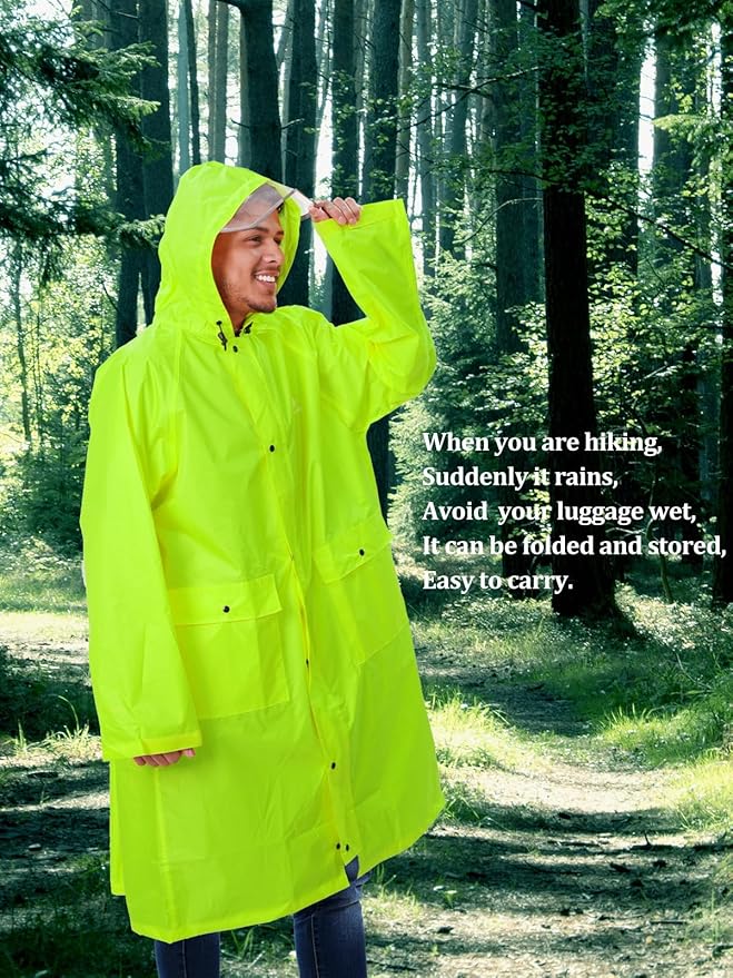 ANYOO Waterproof Rain Jacket for Men Women Lightweight Long Sleeve Raincoat with Hood Emergency Rain Poncho Adults for Hiking
