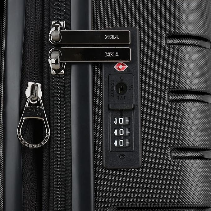 Traveler's Choice Archer Polycarbonate Hardside Spinner Luggage Set, Tie Down Straps, Black, 2-Piece