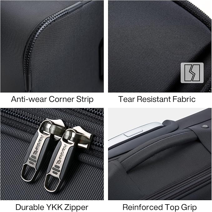 Hanke Expandable 28 Inch Luggage with Spinner Wheels Softside Suitcase Large Rolling Luggage Bag for Travel Checked Suitcases(Black)