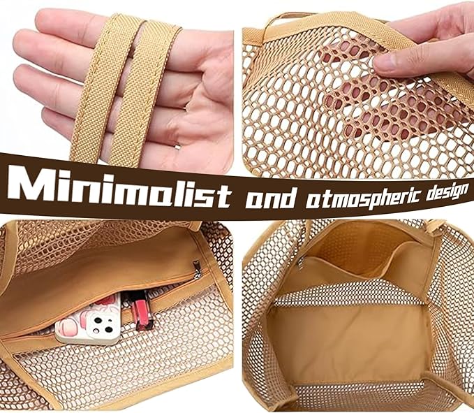 4pcs Beach Bags for Women,Nylon Mesh Summer Travel Tote Bag with Large Inner Zipper Pocket