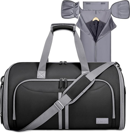 BALEINE Convertible Travel Garment Bag, Travel Suit Bag for Men, 2 in 1 Carry on Garment Bag for Hanging Clothes, Garment Duffel Bag for Travel Business (Black)