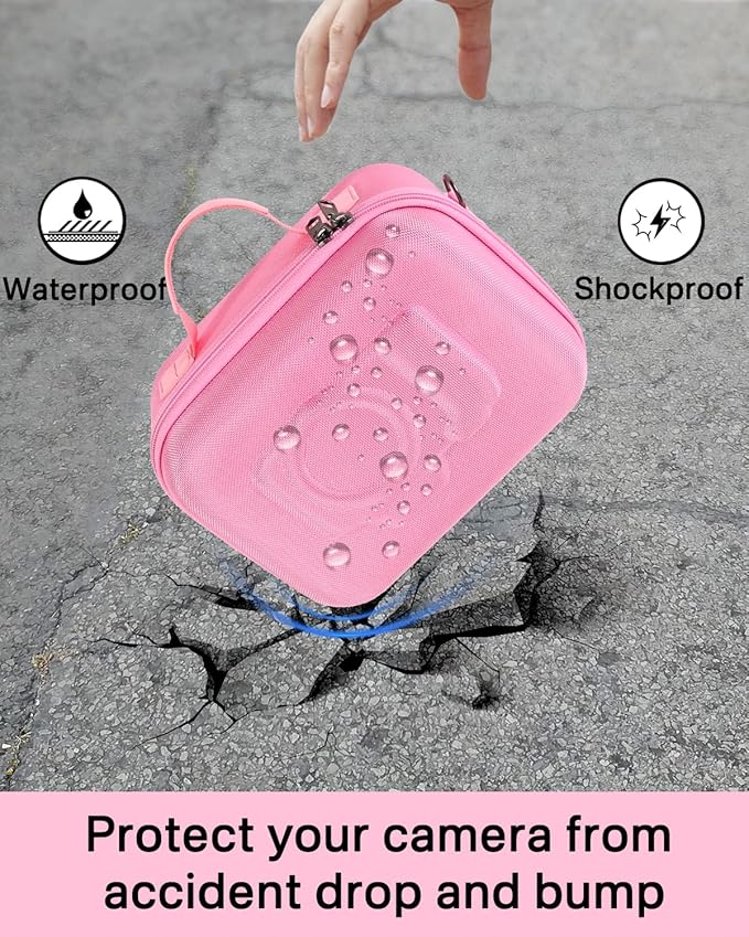 RAIACE Hard Case Compatible with Sony Alpha 7 II III IV/7R V Camera, for Nikon, for Canon, for Pentax and More. Mesh Pocket for Charger, Cables, Cards and Accessories. (case only) - Pink