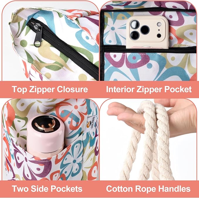 CaCTOUR Large Beach Bag Women,Beach Bags Waterproof Sandproof with Zipper Wet Pocket,Beach Tote Pool Bag for Swim Gym Travel