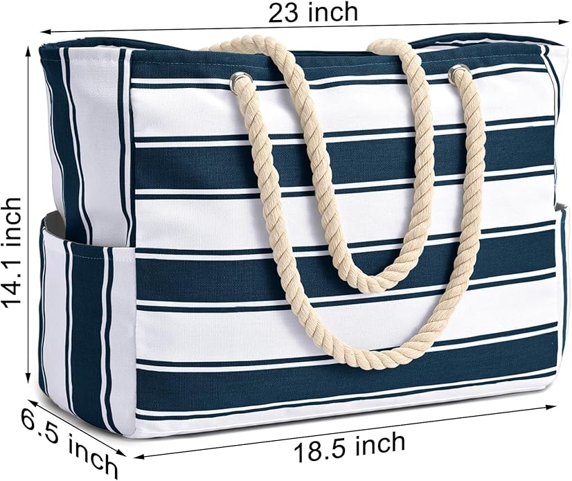 Becokan Beach Bags for Women Large Waterproof Beach Tote Bag Zipper Beach Bags Waterproof Sandproof Swim Pool Bag Large Tote
