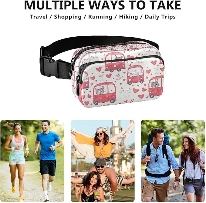 Kawaii Cat Bus Fanny Pack for Women Men Water Resistant Fashion Waist Packs with Adjustable Strap Belt Bag for Travel Workout Jogging Hiking 21220289
