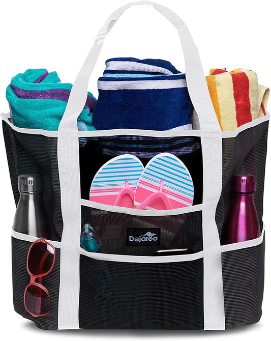 Dejaroo Mesh Sand Free Bag - Strong Lightweight Bag For Beach & Vacation Essentials. Tons of Storage!