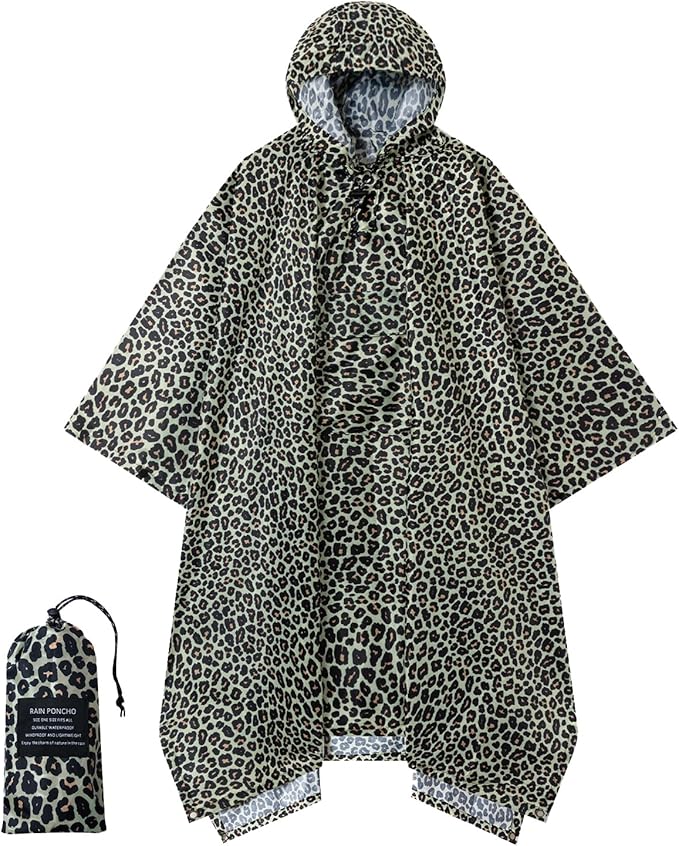 Hooded Rain Poncho for Adults - Waterproof Rain Coat and Lightweight Jacket 3-in-1 Multi-Function with Pockets