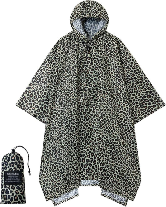 Hooded Rain Poncho for Adults - Waterproof Rain Coat and Lightweight Jacket 3-in-1 Multi-Function with Pockets