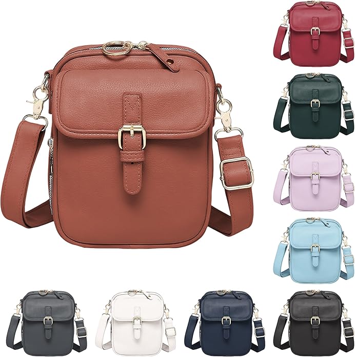 Leather Crossbody Bags for Women Travel Small Crossbody Purse Anti Theft Waterproof Bum Bag with Built in Wallet