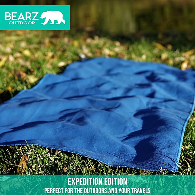Microfiber Towel Set by BEARZ Outdoor. Microfiber Towels for Body, Workout Towel, Camp Towel, Yoga Towel, Sweat Towel, Microfiber Beach Towel, Travel Towel. Fast Drying & Compact. Free Face Towel