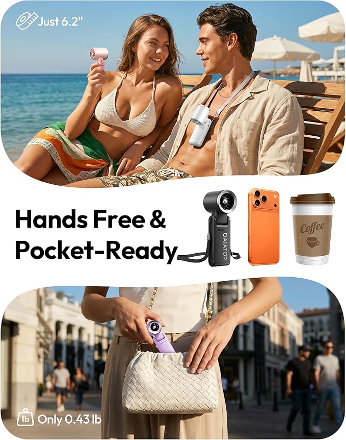 Gaiatop Portable Handheld Turbo Fan, 21 Hrs Cooling, 180° Foldable 4-in-1 Hand Held Fans, 6-Speed (1-100) Personal Mini Handheld Fans, Small Portable Fan for Travel, Working, Outdoor Women Gifts, Pink