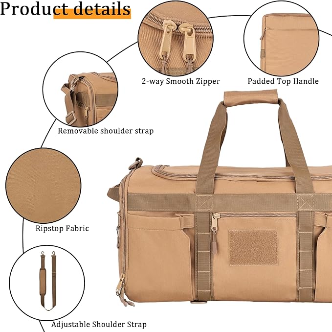 Greencity Gym Bag Duffel Bag with Shoe Compartment for Men Sports Duffels Bag Fitness (Coyote)