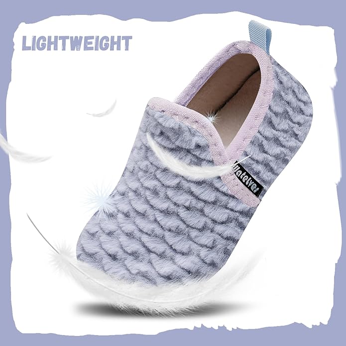 WateLves Kids Toddler Slippers Girls Boys Slip on House Shoes Lightweight Anti Slip Sock Slippers Winter Indoor Outdoor Walking Shoes