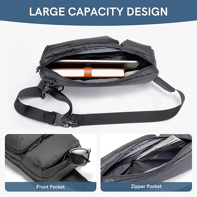 Kingsons Small Sling Bag,Trendy Crossbody Bag Lightweight Waterproof Sling Backpack Shoulder Bag for Men and Women