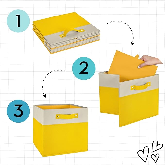 RiverRidge Kids storage bins - 10.5 Cube Storage Organizer with Handles – Yellow Two-Tone closet organizers and storage for Toys, Shoes & More - Fits RiverRidge Cabinets
