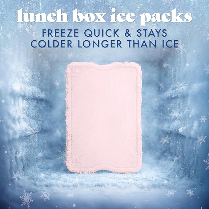 Cool Coolers by Fit & Fresh XL Slim Ice Packs, Quick Freeze Reusable Ice Packs for Lunch Boxes & Coolers, Long-Lasting, Space Saving Cooler Ice Packs, Light Pink, 4Pk