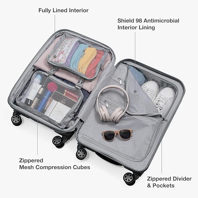 Traveler's Choice Pagosa Hardshell Expandable Luggage with Spinner Wheels, Gray, 22-Inch Carry-on