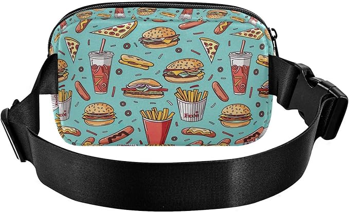 Funny Hamburger French Fries Fanny Pack for Women Men Water Resistant Fashion Waist Packs with Adjustable Strap Belt Bag for Travel Workout Jogging Hiking 21220312