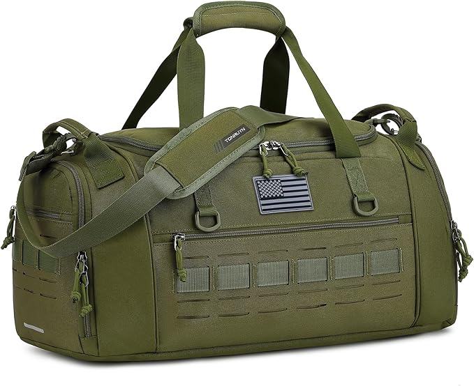 Gym Bag for Men Women 45L Sports Duffle Bag for Travel Tactical Military Duffel Bag with Shoe & Laptop Compartment Lightweight Medium Weekender Travel Bags for Fitness Training Workout, Green