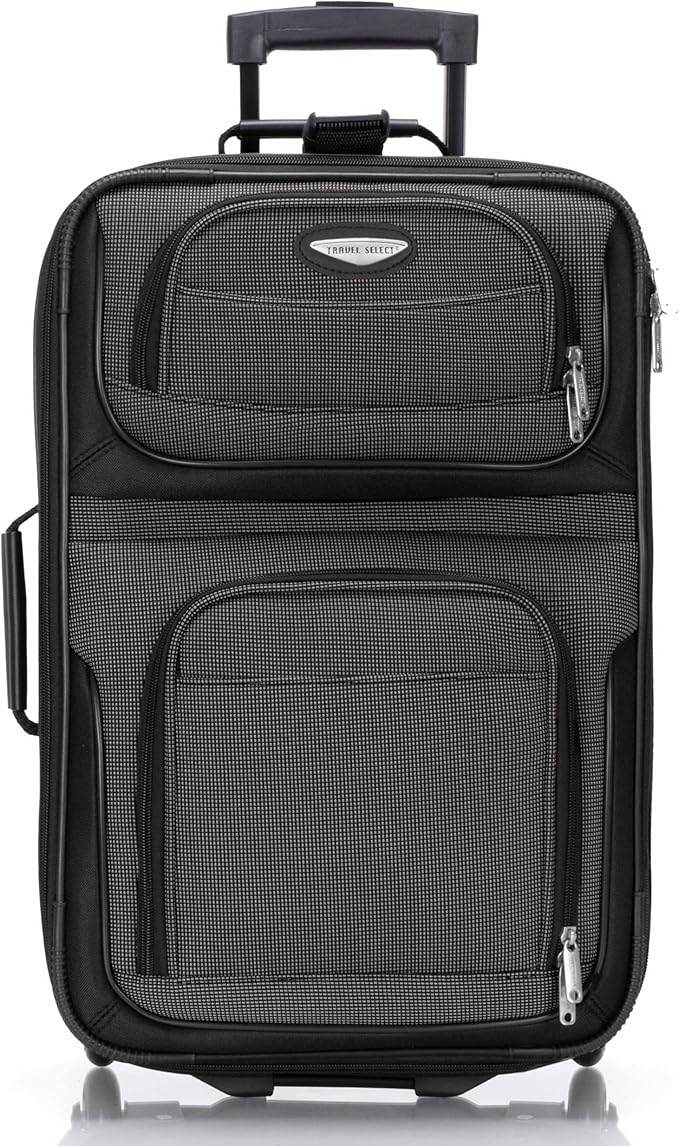 Travel Select Amsterdam Softside Expandable Luggage with Rolling Wheels, Gray, 21-Inch Carry-on