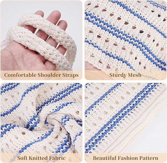 Sightor Crochet Tote Bag, Mesh Beach Bag Knit Summer Hobo Bag Vacation Boho Tote Bag for Women