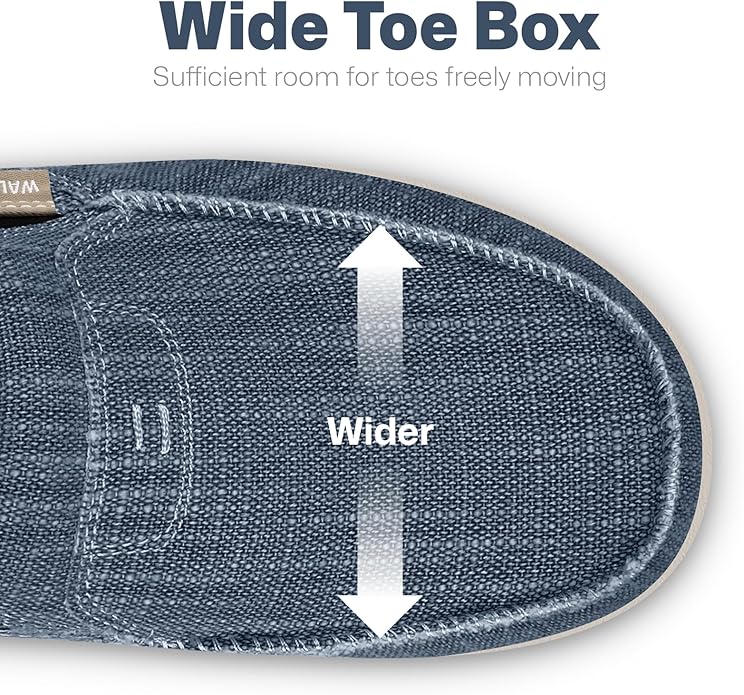 Mens Slip On Shoes, Canvas Mens Loafers with Arch Support, Orthopedic Mens Boat Shoes for Plantar Fasciitis, Indoor & Outdoor Walking Slippers Shoes for Pain Relief