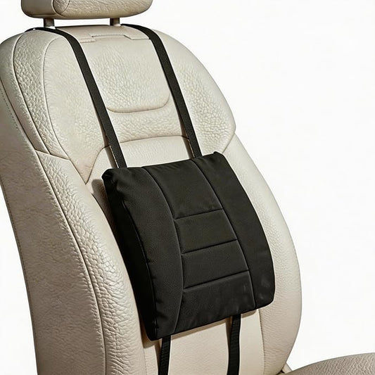 Big Hippo Ergonomic Memory Foam Lumbar Support Pillow for Car and Office Chair – Thick Lower Back Support Cushion for Driving, Gaming, and Long Sitting – Adjustable Strap, Relieves Lower Back Pain