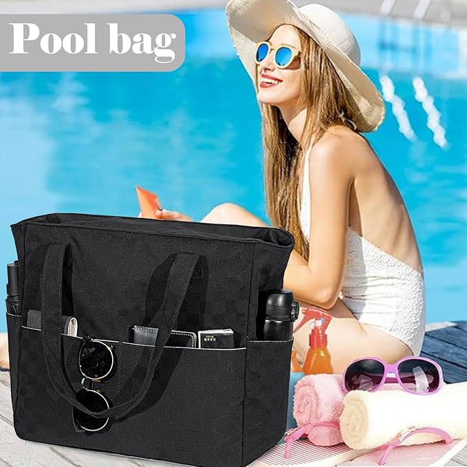 LEDAOU Beach Bag Waterproof Sandproof Women Beach Tote Pool Bag with Zipper for Swim Gym Grocery Travel with Wet Pocket | Sandproof, with Zipper, for Gym, Grocery, Travel, with Wet Pocket