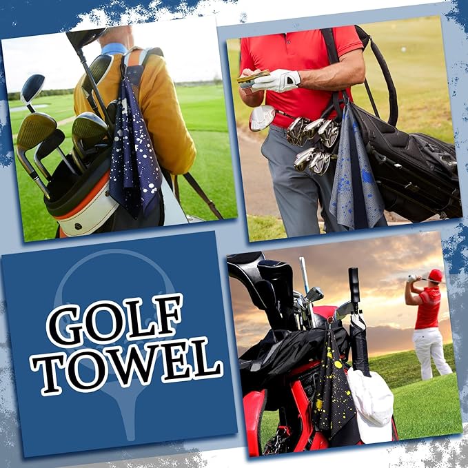 Peryiter 4 Pcs Golf Towels (16" x 24") with Clip Drip Lime Microfiber Fabric Waffle Pattern Towels for Golf Bags Absorbent Club Ball Cleaner Accessories and Gifts for Men Women(Dark Color)