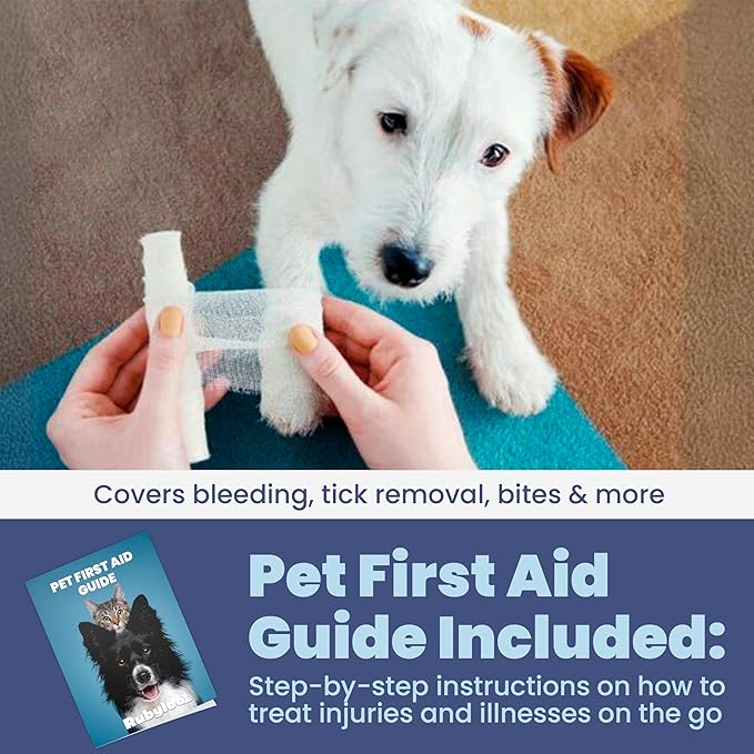 Dog First Aid Kit for Hiking & Travel - Vet Approved Emergency Supplies - Pet First Aid Kit Guide, Tick Remover, Thermal Blanket & More - Compact Dog Hiking Gear for Camping & Backpacking
