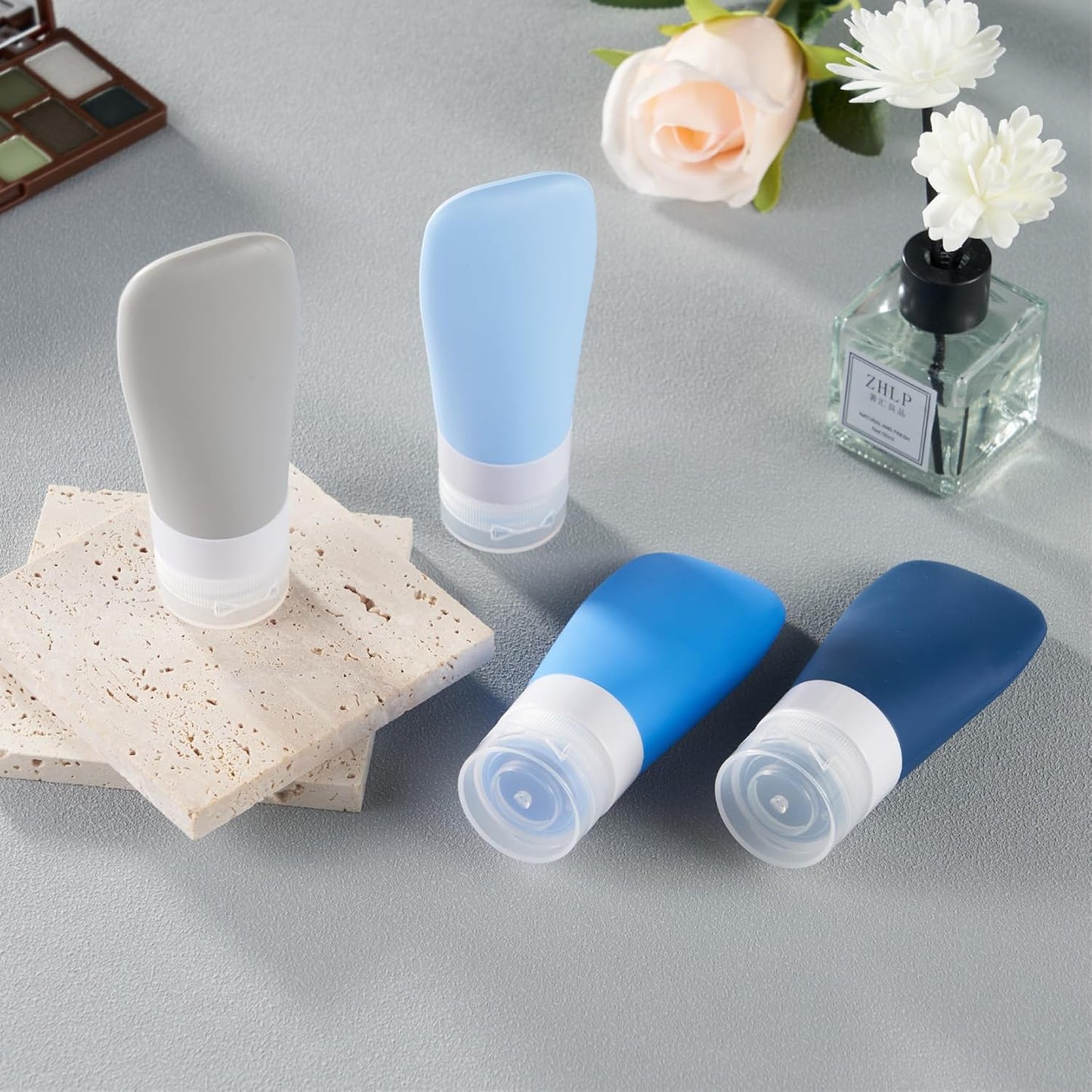 INSFIT Portable Travel Bottles, TSA Approved Leak Proof Containers for Toiletries, BPA Free Refillable Accessories for Shampoo, Body Wash, Liquids (4 Pack)