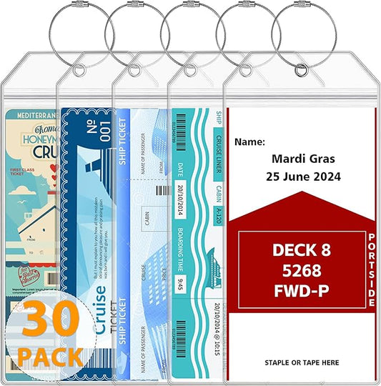 30 Pack Luggage Tags Travel Essentials & Cruise Essentials for NCL, Princess, Carnival, Royal Caribbean & Celebrity Cruise Ships by SEAVILIA