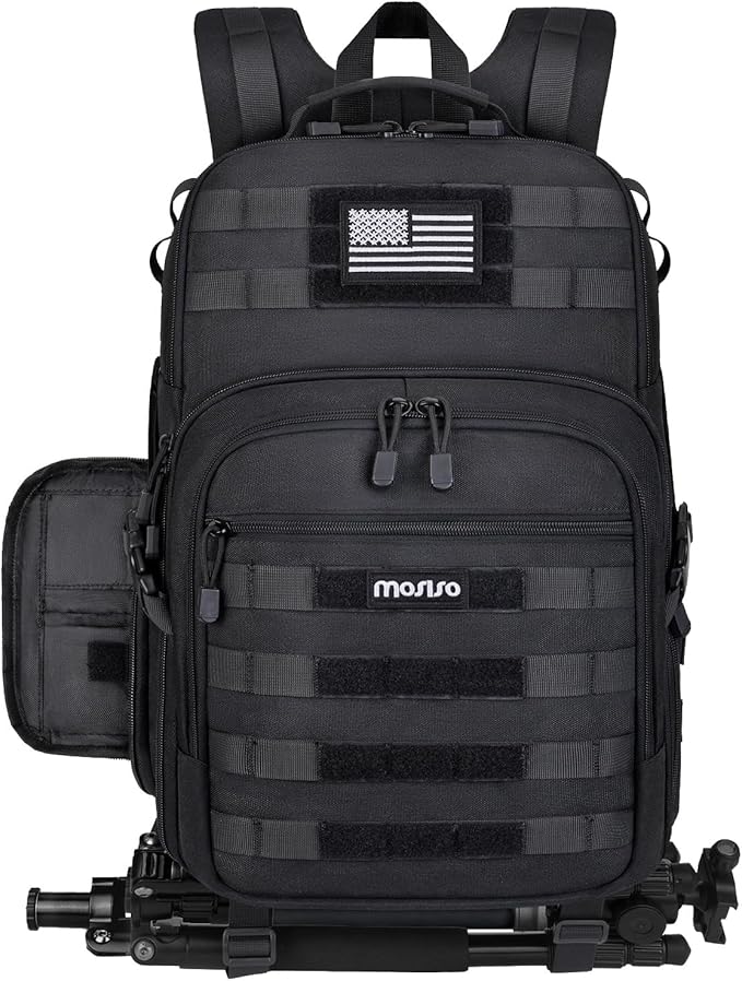 MOSISO Camera Backpack, DSLR/SLR/Mirrorless Tactical Camera Bag Case with Laptop Compartment Compatible with Canon/Nikon/Sony, Black