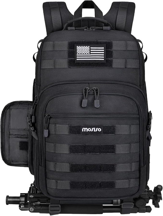 MOSISO Camera Backpack, DSLR/SLR/Mirrorless Tactical Camera Bag Case with Laptop Compartment Compatible with Canon/Nikon/Sony, Black